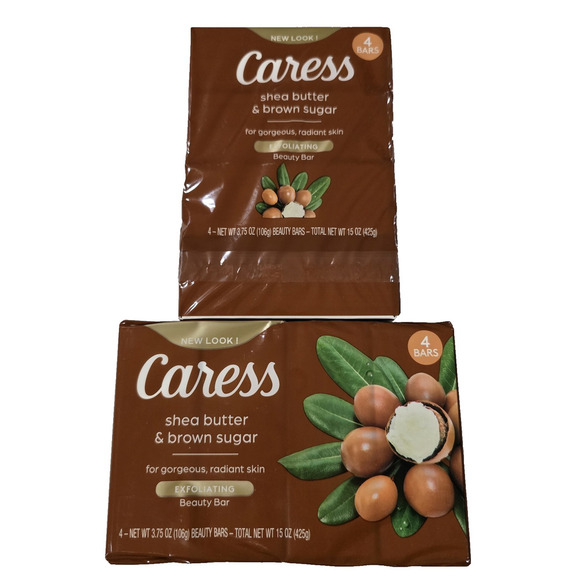 (2) 4pks Caress Bar Soap Shea Butter & Brown Sugar for Dry Skin 4x 3.75 oz Bars - Picture 1 of 3